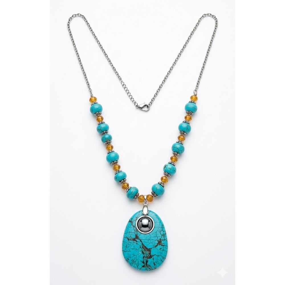 UGC Turquoise Teardrop Pendant - Picture 1 of 5